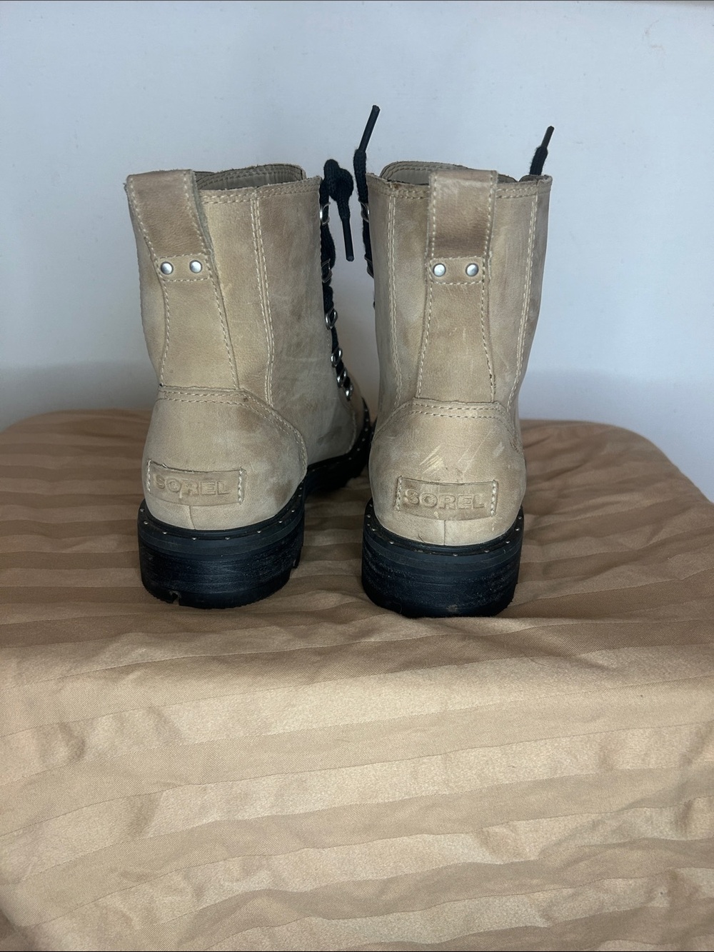 Sorel Tan Lace-Up Heeled Boots